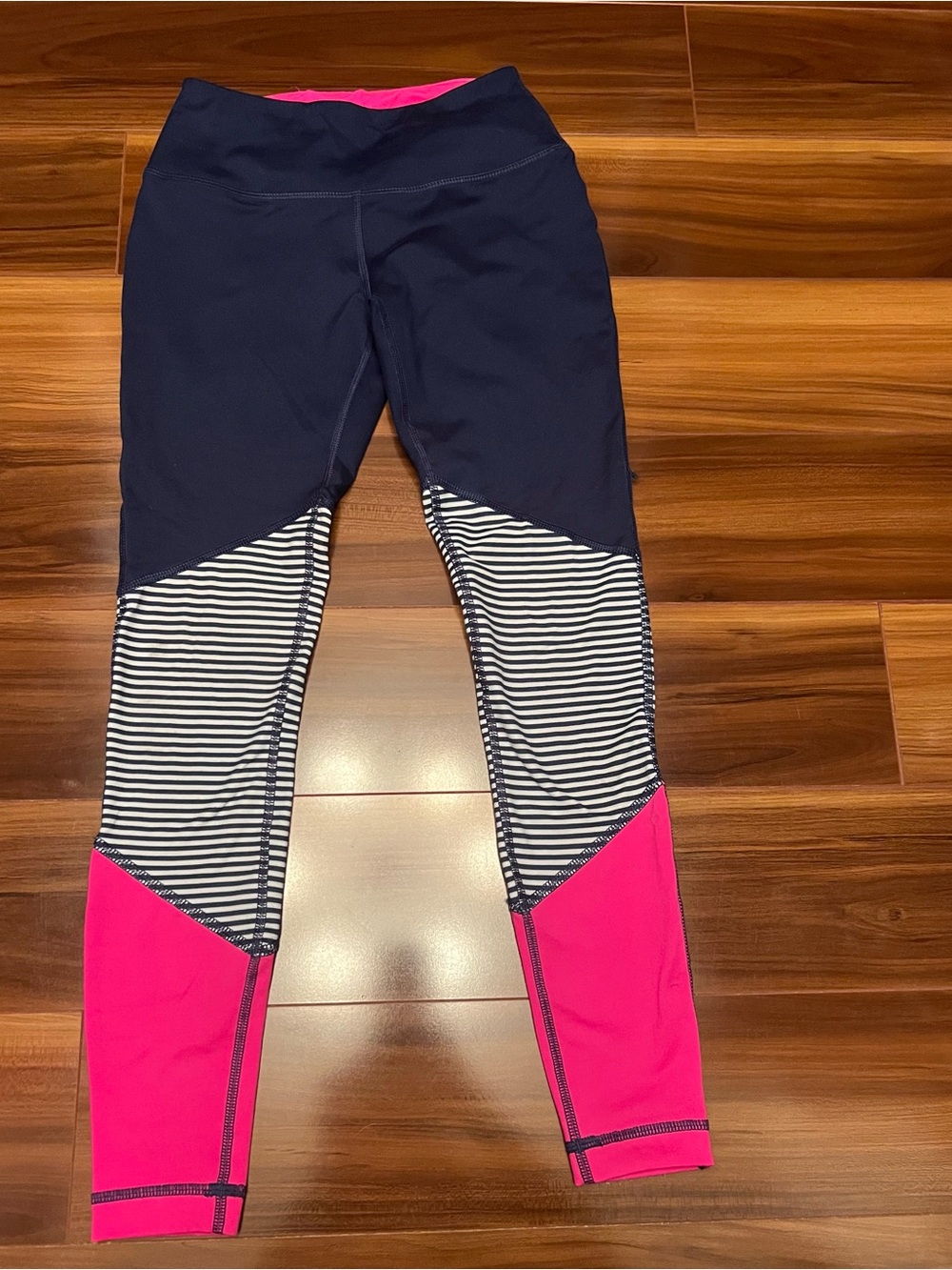 Vineyard Vines Navy, Black & White Stripes and Hot Pink Colorblock Leggings